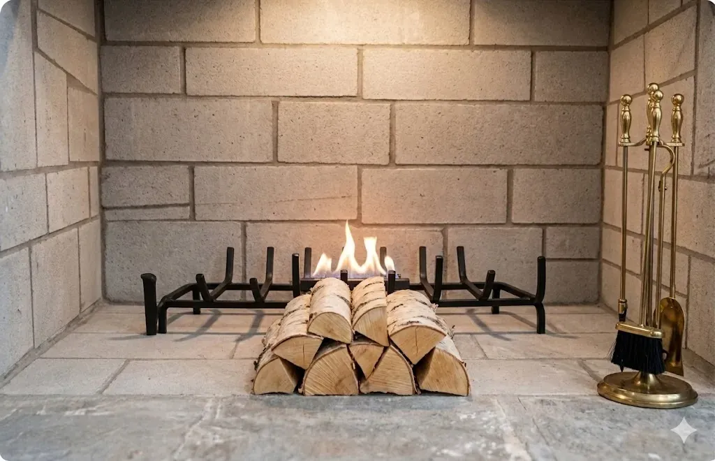 Fireplace after cleaning