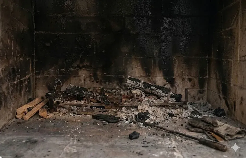 Fireplace before cleaning